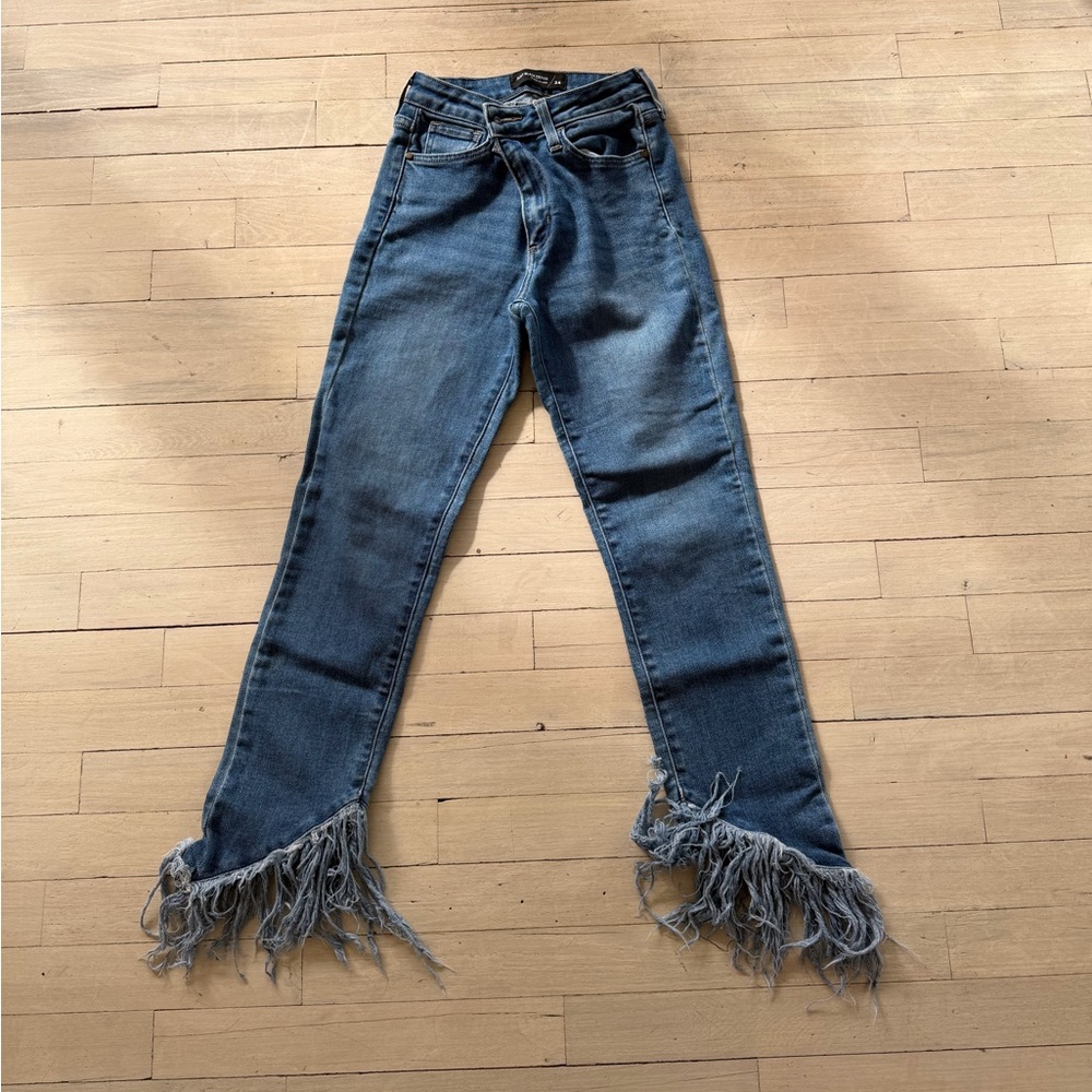 Just Black Distressed Hem Blue Jeans